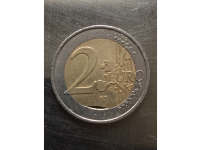 2€ 2001 France rogné clippée rare